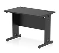 Impulse 1000x600mm Straight Desk Black Top Black Cable Managed Leg