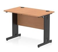 Impulse 1000x600mm Straight Desk Oak Top Black Cable Managed Leg