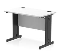 Impulse 1000x600mm Straight Desk White Top Black Cable Managed Leg