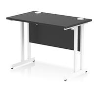 Impulse 1000x600mm Straight Office Desk Black Top White Cantilever Leg