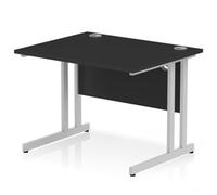 Impulse 1000x800mm Straight Desk Black Top Silver Cantilever Leg