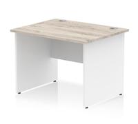 Impulse 1000x800mm Straight Desk Grey Oak Top White Panel End Leg