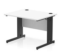 Impulse 1000 x 800mm Straight Office Desk White Top Black Cable Managed Leg