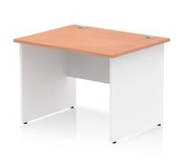 Impulse 1000x800mm Straight Office Desk Beech Top White Panel End Leg