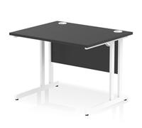 Impulse 1000x800mm Straight Office Desk Black Top White Cantilever Leg