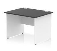 Impulse 1000x800mm Straight Office Desk Black Top White Panel End Leg