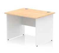 Impulse 1000x800mm Straight Office Desk Maple Top White Panel End Leg