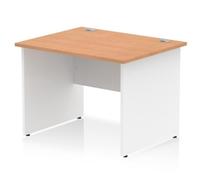 Impulse 1000x800mm Straight Office Desk Oak Top White Panel End Leg
