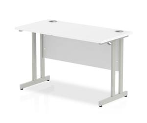 Impulse 1200/600 Rectangle Silver Cantilever Leg Desk White - MI002196