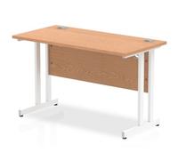 Impulse 1200 x 600mm Straight Desk Oak Top White Cantilever Leg MI002653