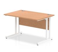 Impulse 1200/800 Rectangle White Cantilever Leg Desk Oak - MI002643