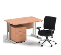 Impulse 1200 Desk Beech/Silver Cantilever 2 Dr Mobile Ped Black Chair
