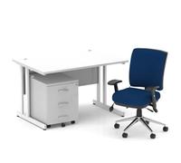 Impulse 1200 Desk White/White Cantilever 3 Dr Mobile Ped Blue Chair