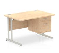 Impulse 1200 Rectangle Silver Cant Leg Desk Maple 1 x 2 - MI002431