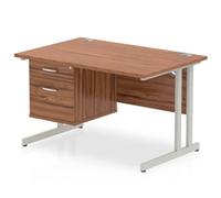 Impulse 1200 Rectangle Silver Cant Leg Desk Walnut 1 x 2 - MI001919