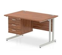 Impulse 1200 Rectangle Silver Cant Leg Desk Walnut 1 x 3 - MI001927