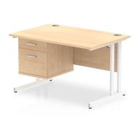 Impulse 1200 Rectangle White Cant Leg Desk Maple 1 x 2 - MI002435