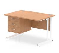 Impulse 1200 Rectangle White Cant Leg Desk Oak 1 x 3 - MI002669