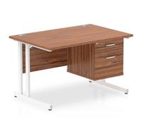 Impulse 1200 Rectangle White Cant Leg Desk Walnut 1 x 2 - MI001923