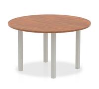 Impulse 1200 Round Table Walnut Silver Leg