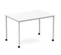 Impulse 1200 Straight Table White Top Silver Box Frame Leg Castors