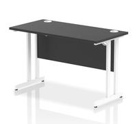 Impulse 1200 x 600mm Straight Office Desk Black Top White Cantilever Leg