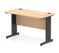Impulse 1200 x 600mm Straight Office Desk Maple Top Black Cable Managed Leg