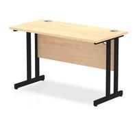 Impulse 1200 x 600mm Straight Office Desk Maple Top Black Cantilever Leg