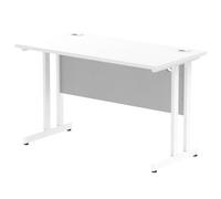 Impulse 1200 x 600mm Straight Office Desk White Top White Cantilever Leg