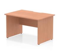 Impulse 1200 x 800mm Scalloped Edge Straight Office Desk Beech Top Panel End Leg