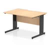 Impulse 1200 x 800mm Scalloped Edge Straight Office Desk Maple Top Black Cable M