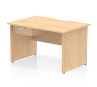 Impulse 1200 x 800mm Scalloped Edge Straight Office Desk Maple Top Panel End Leg