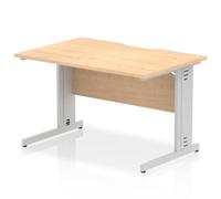 Impulse 1200 x 800mm Scalloped Edge Straight Office Desk Maple Top Silver Cable Managed Leg