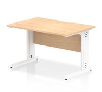 Impulse 1200 x 800mm Scalloped Edge Straight Office Desk Maple Top White Cable Managed Leg