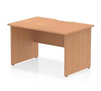 Impulse 1200 x 800mm Scalloped Edge Straight Office Desk Oak Top Panel End Leg