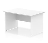 Impulse 1200 x 800mm Scalloped Edge Straight Office Desk White Top Panel End Leg