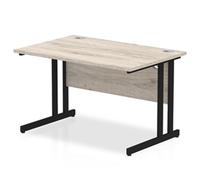 Impulse 1200 x 800mm Straight Desk Grey Oak Top Black Cantilever Leg