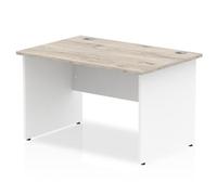Impulse Bench 1200 X 800mm Straight Office Desk Grey Oak Top White Panel End Leg