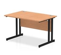 Impulse 1200 x 800mm Straight Desk Oak Top Black Cantilever Leg