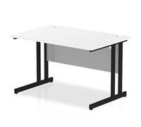 Impulse 1200 x 800mm Straight Desk White Top Black Cantilever Leg