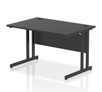 Impulse 1200 x 800mm Straight Office Desk Black Top Black Cantilever Leg