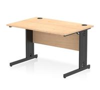 Impulse 1200 x 800mm Straight Office Desk Maple Top Black Cable Managed Leg