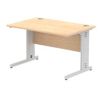 Impulse 1200 x 800mm Straight Office Desk Maple Top Silver Cable Managed Leg