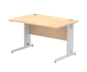 Impulse 1200 x 800mm Straight Office Desk Maple Top Silver Cable Managed Leg