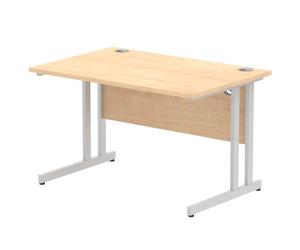 Impulse 1200 x 800mm Straight Office Desk Maple Top Silver Cantilever Leg
