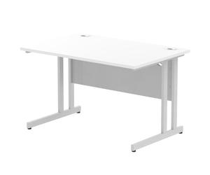 Impulse 1200 x 800mm Straight Office Desk White Top Silver Cantilever Leg
