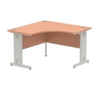 Impulse 1200mm Corner Desk Beech Top Silver Cable Managed Leg