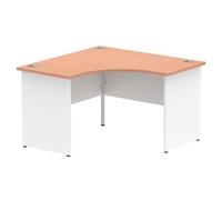 Impulse Bench 1200mm Corner Office Desk Beech Top White Panel End Leg