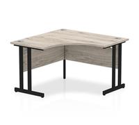 Impulse 1200mm Corner Desk Grey Oak Top Black Cantilever Leg