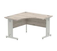 Impulse 1200mm Corner Desk Grey Oak Top Silver Cable Managed Leg
